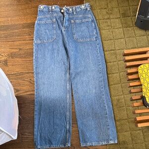 We The Free High-Rise Wide Leg Jeans in Medium Blue Denim